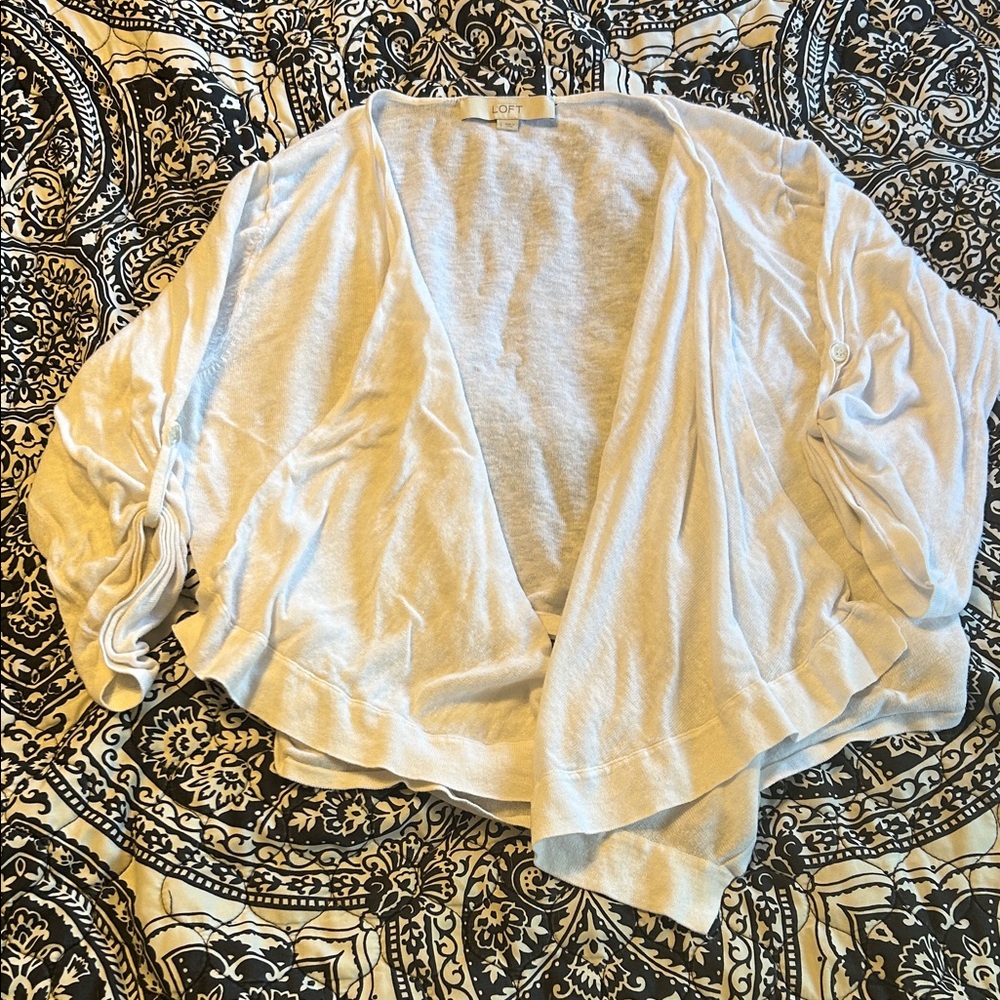 LOFT Cream Open-Front Blouse